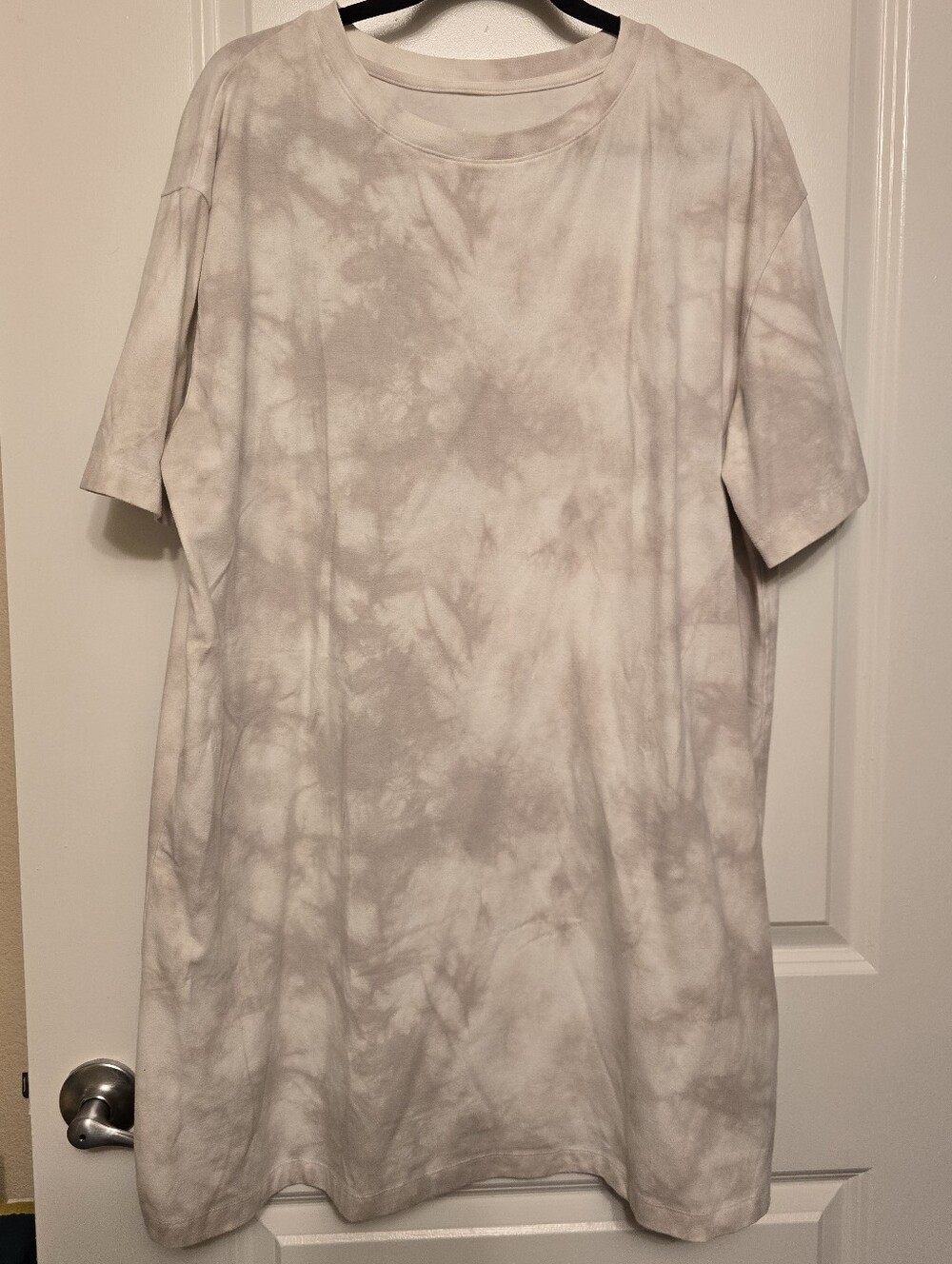 Women Tie-Dye Short Sleeve T-Shirt Dess- Light Gray Size XXL